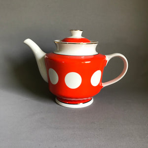 Vintage soviet teapot / retro teapot / Large red teapot