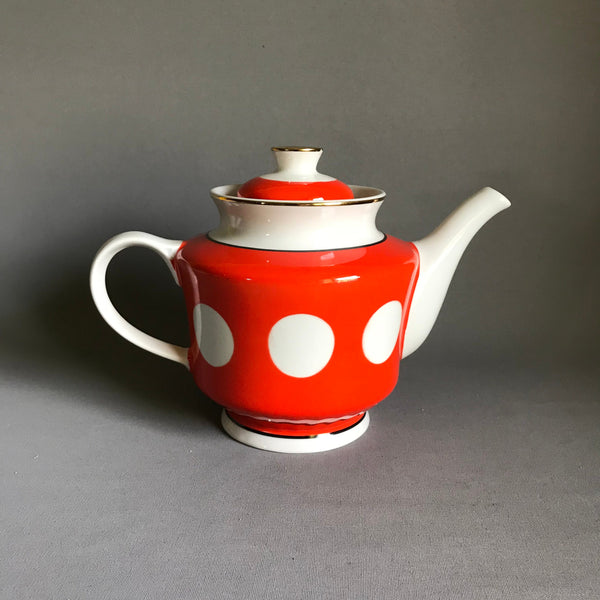 Vintage soviet teapot / retro teapot / Large red teapot