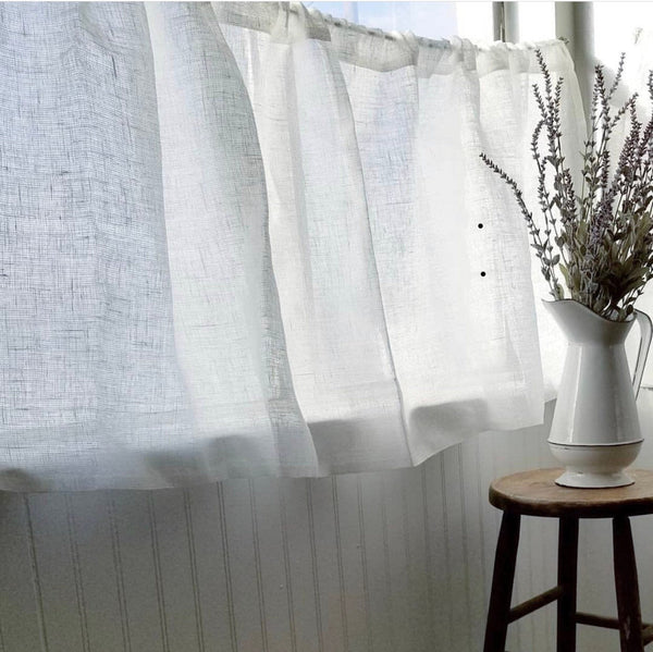 LUCIA - White Linen Cafe Curtain